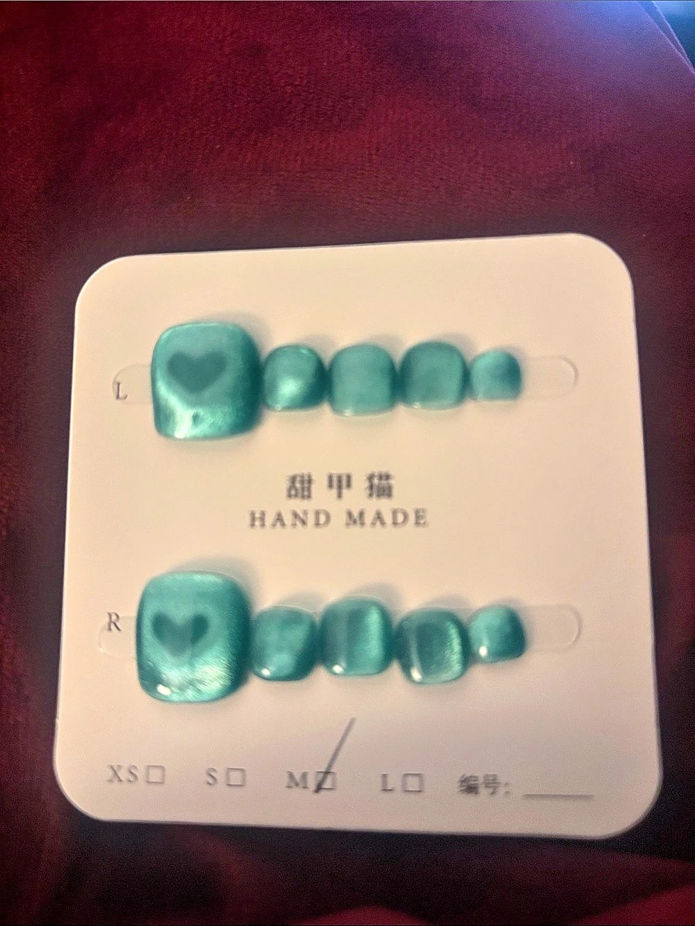 Green Handmade Press-On Nails Medium